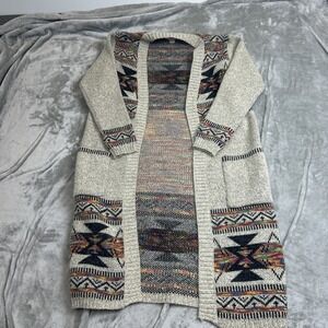 Kamana open cardigan southwest pattern women's Small  tan
